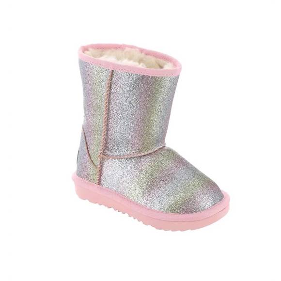 NEW UGG kids classic ii glitter boot in metallic rainbow